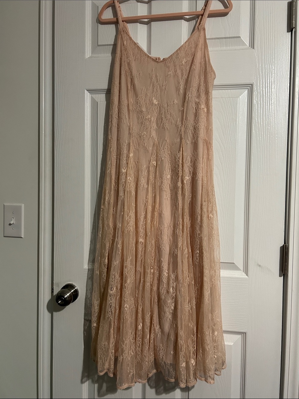 torrid Lace Midi Slip Dress in Blush Nude